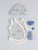 Incubator Vest & Round Hat Set, Baby Blue Rainbows - Set - Tiny & Small