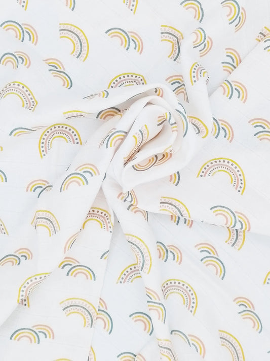 100% Pure Cotton Muslin - 70cm x 70cm - Rainbows Muslin Muslinz