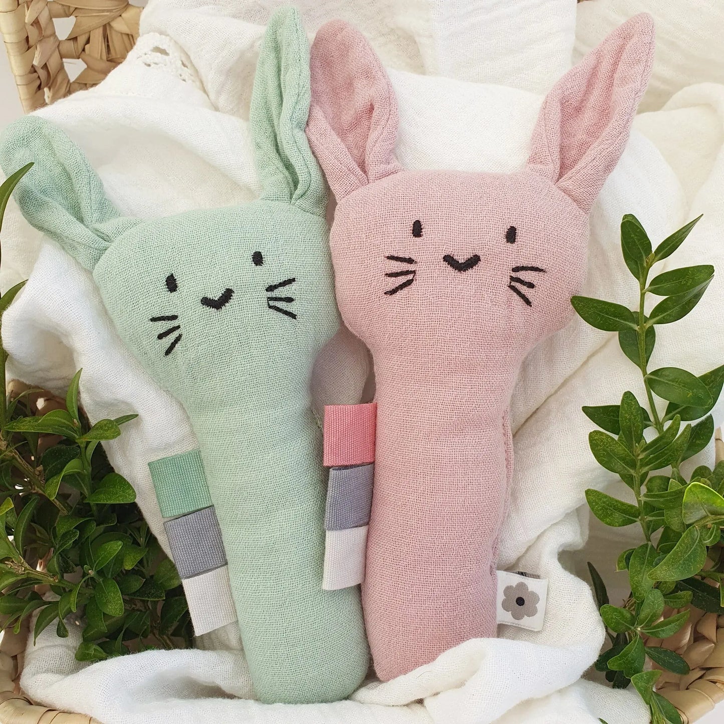 Soft Rabbit Rattle - Dusky Pink Rattle Summerville