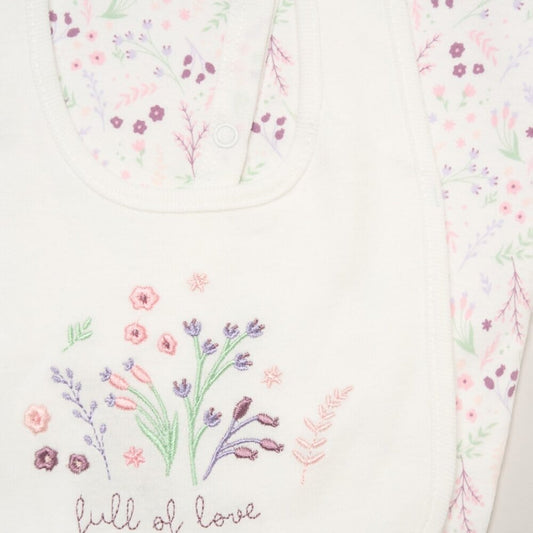Floral 'Full of Love' 5 Piece Layette Gift Set - 3 sizes. Set Rock a Bye Baby