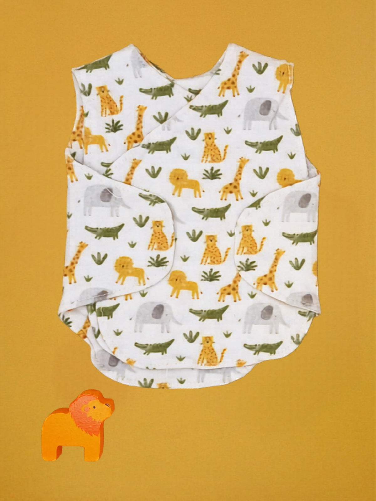 Safari Dreams neonatal vest 2 pack, close-up of animal print