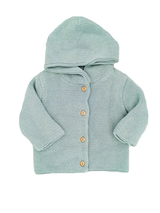 Grey Mint Knitted Baby Jacket Cardigan / Jacket La Manufacture de Layette