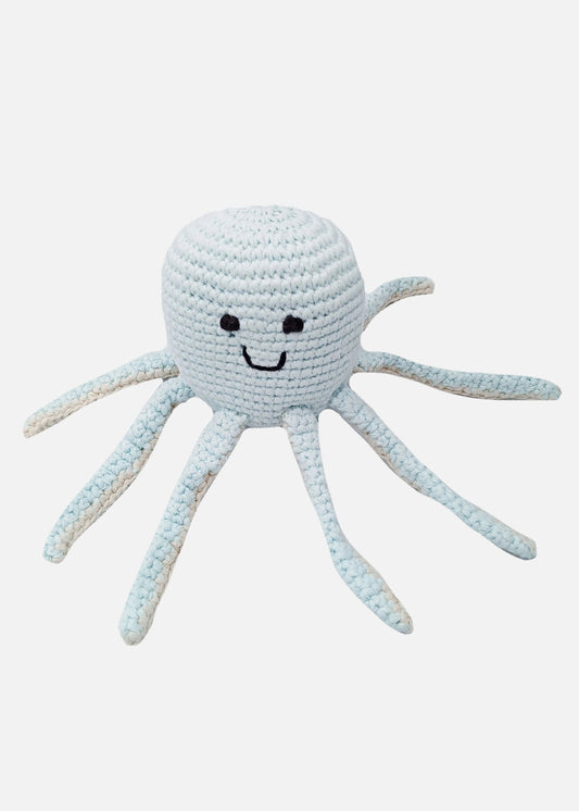 Fair Trade Crochet Turquoise Octopus Rattle Organic Cotton Best Years
