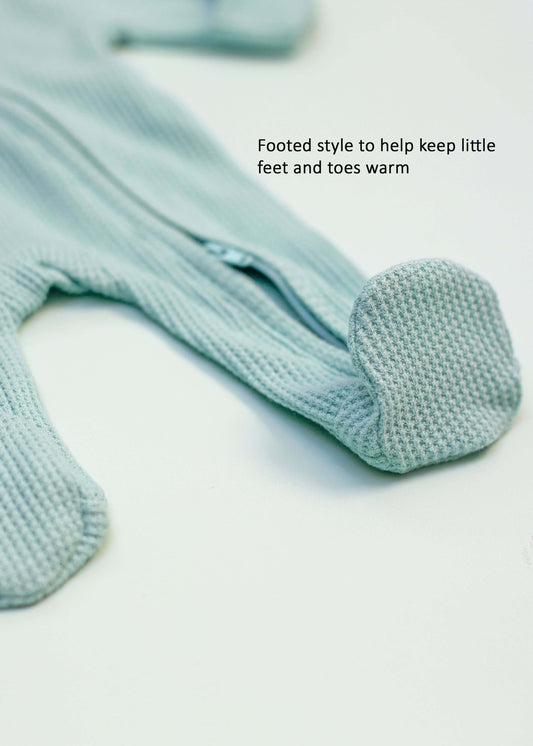 Tiny Baby Sleepsuit With Zips, Integrated Mitts, Footed - Mint Green/Blue Sleepsuit / Babygrow Little Dreamer