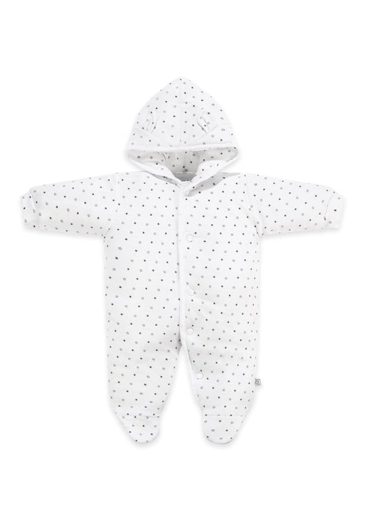 White Starry Snowsuit, Bear Ears on Hood Snowsuit / Pramsuit Dandelion