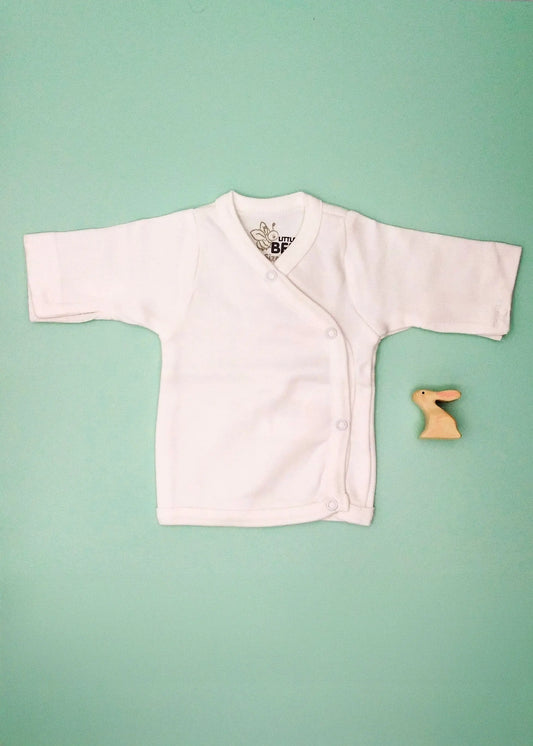 Organic Cotton White Wrap Shirt Bodysuit / Vest Fixoni