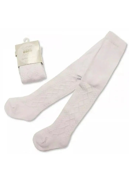 White Tiny Baby Tights. Cotton, Knitted Pattern Design (Copy) Tights Nursery Time
