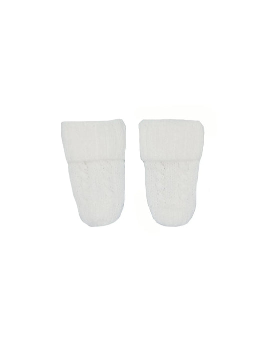 Tiny Baby Knitted Mittens, White Mittens Soft Touch