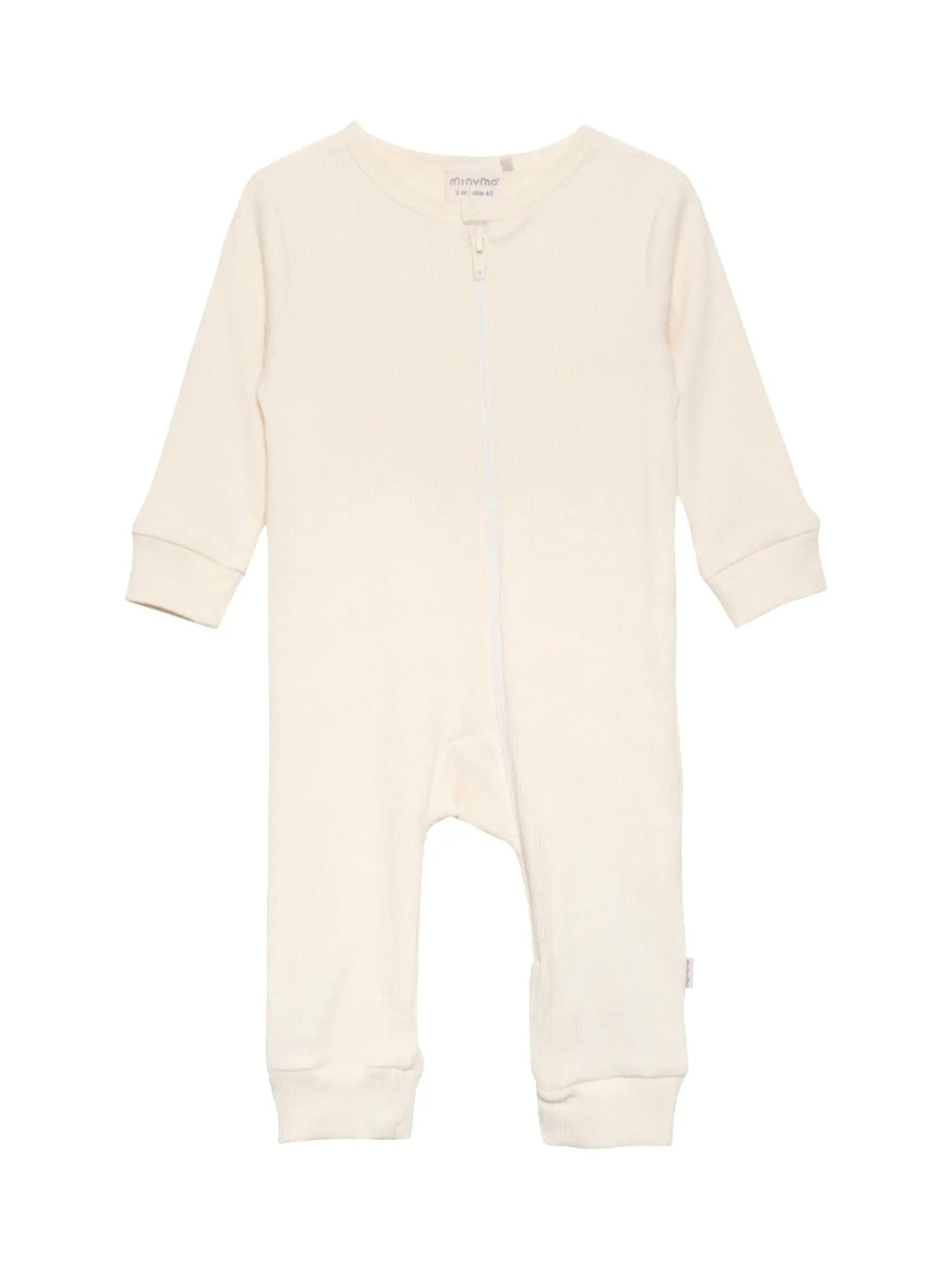 Zip Up Minymo Ribbed Sleepsuit - Cream Sleepsuit / Babygrow Miny Mo