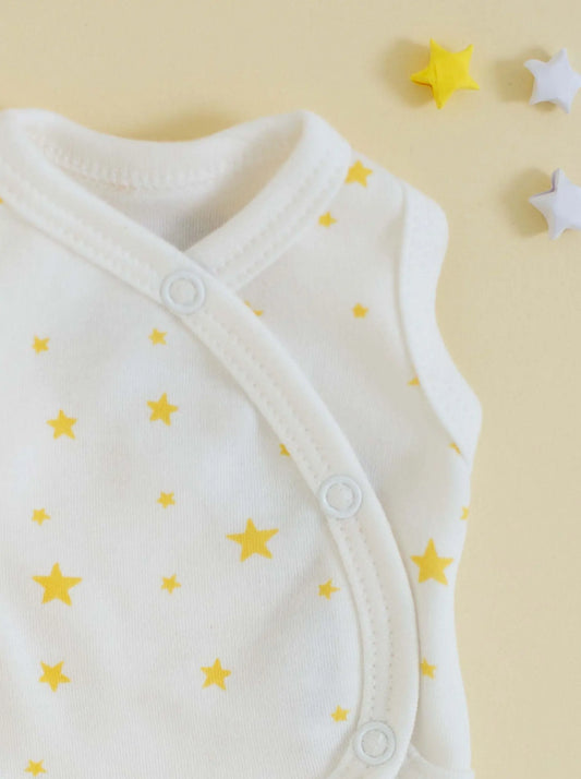 Incubator Vest, Yellow Stars, Premium 100% Organic Cotton Tiny & Small
