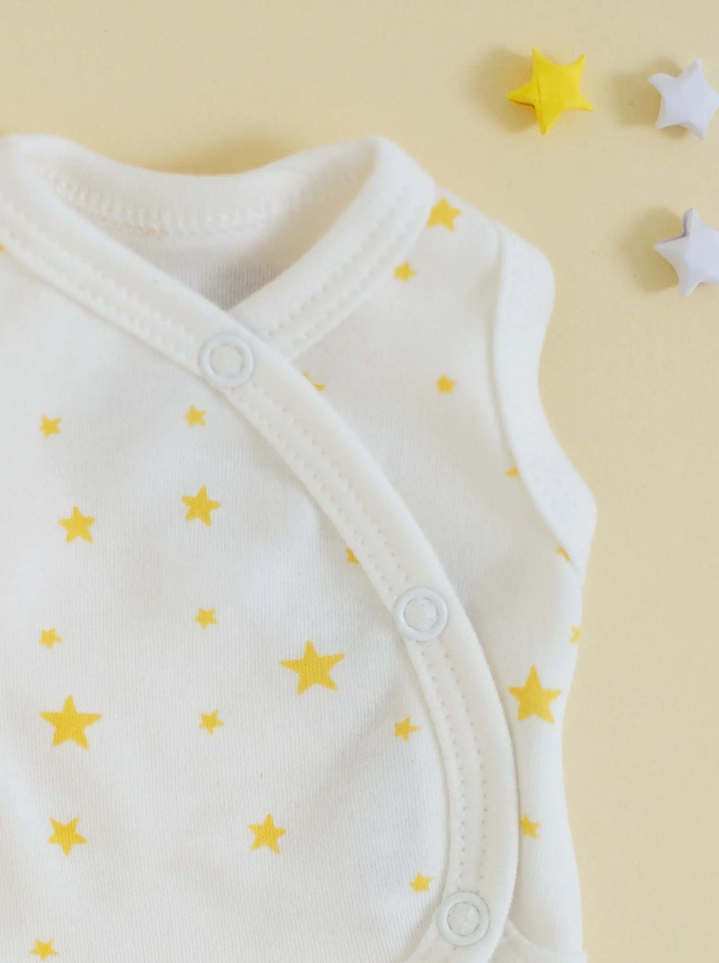 Incubator Vest, Yellow Stars, Premium 100% Organic Cotton Tiny & Small