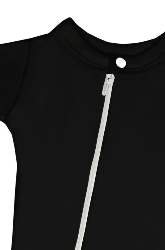 100% Cotton Footed Zip Up Sleepsuit - Black Sleepsuit / Babygrow Little Lumps