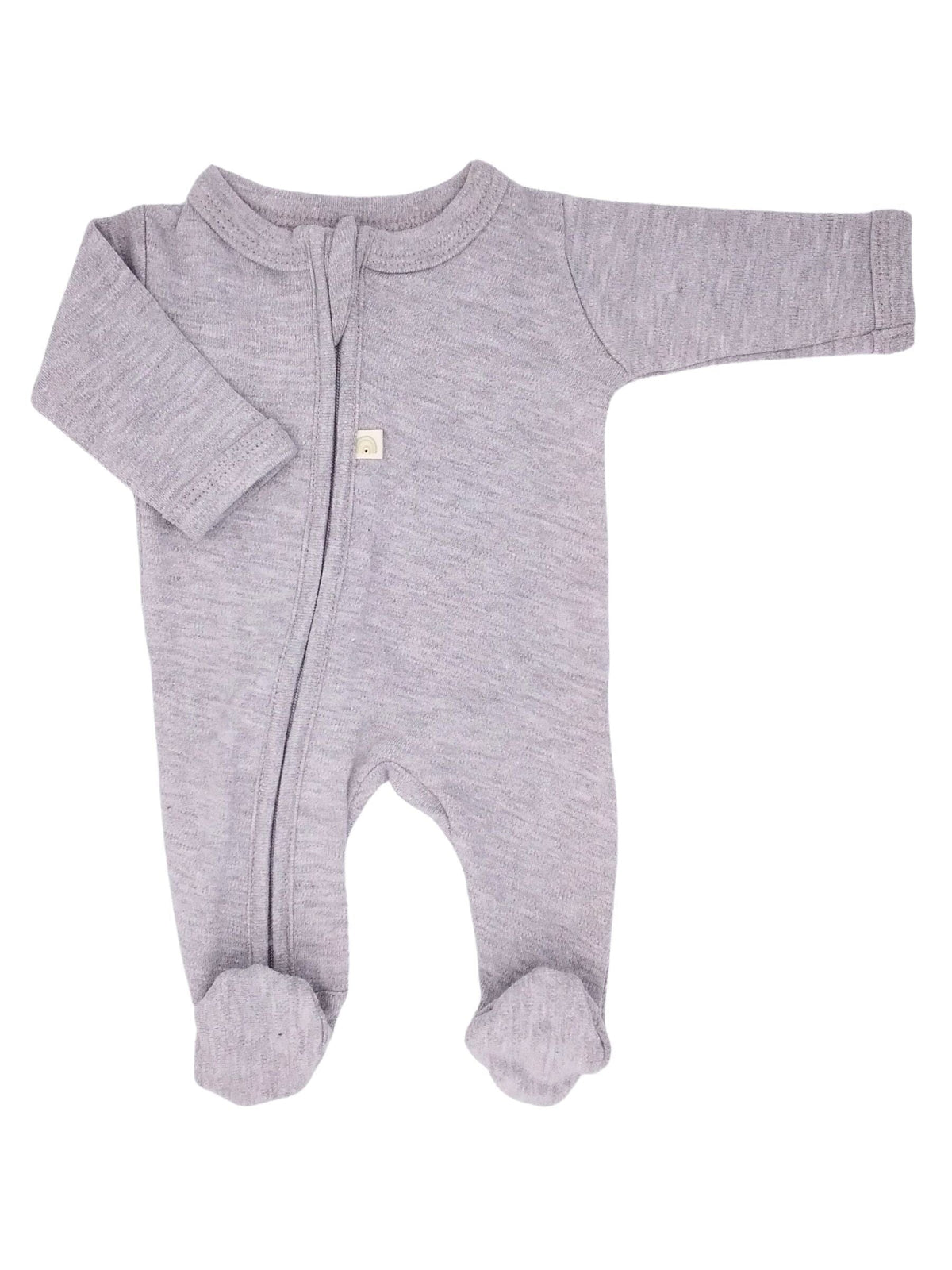 100% Cotton Footed Zip Up Sleepsuit - Grey Sleepsuit / Babygrow Little Lumps