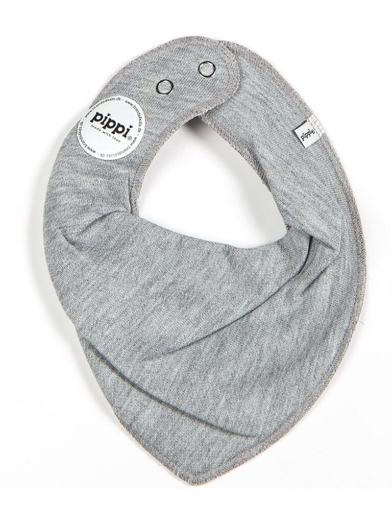 Organic Cotton Scarf Bib - Grey Dribble Bib Pippi