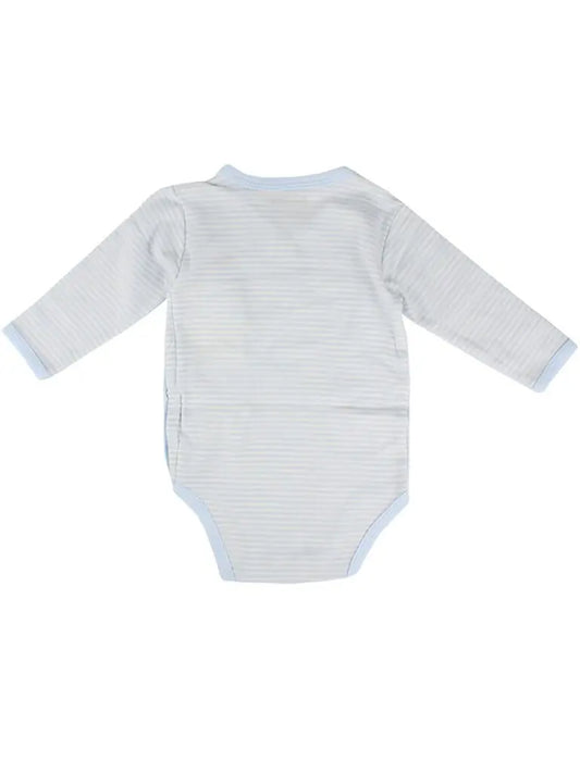 Organic Cotton Light Blue Stripe Long Sleeve Vest (5-8lb) Bodysuit / Vest Fixoni