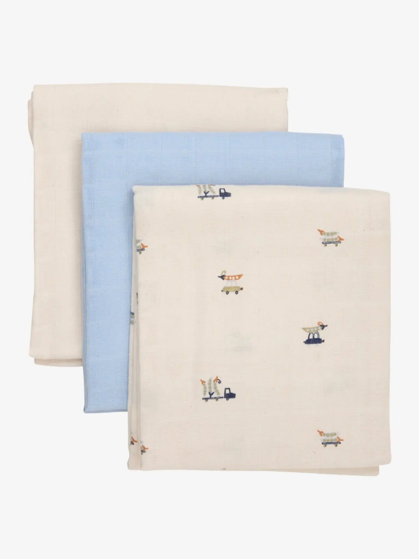 3 Pack, Organic Cotton Muslins, Celestial Blue, 70 x 70 cm Muslin Pippi