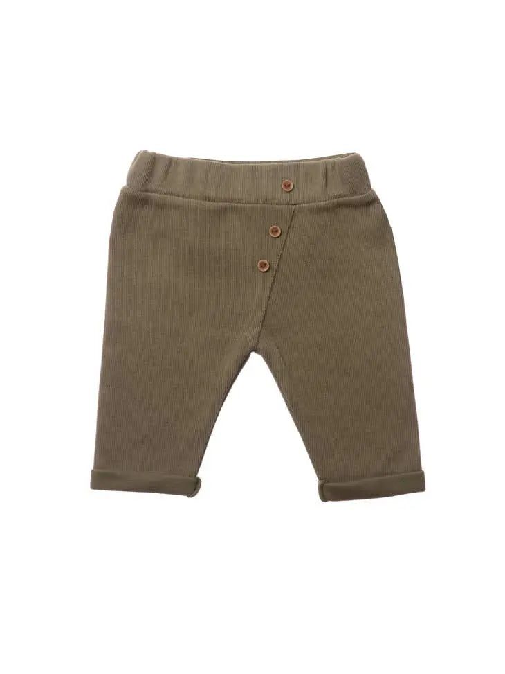 5-Piece Rib Knit Set With Olive Trousers Outift Liliput