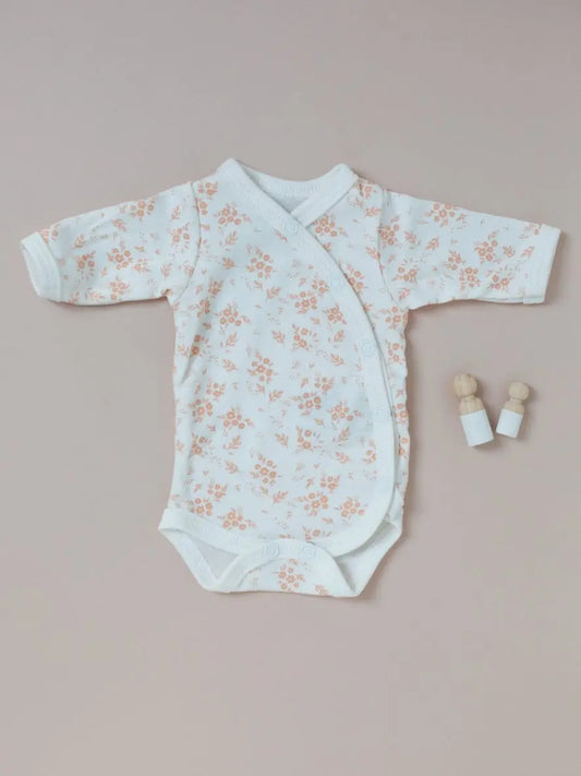 Bodysuit, Apricot Floral, Premium 100% Organic Cotton Bodysuit / Vest Tiny & Small