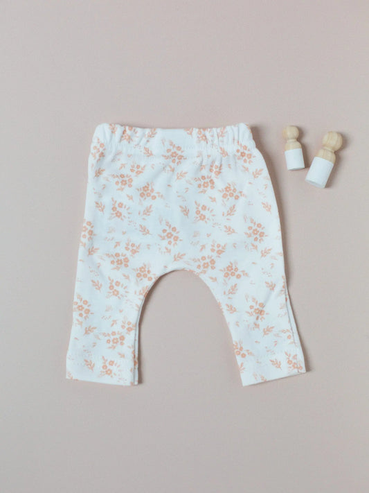 Apricot Floral Leggings, Premium 100% Organic Cotton Trousers / Leggings Tiny & Small