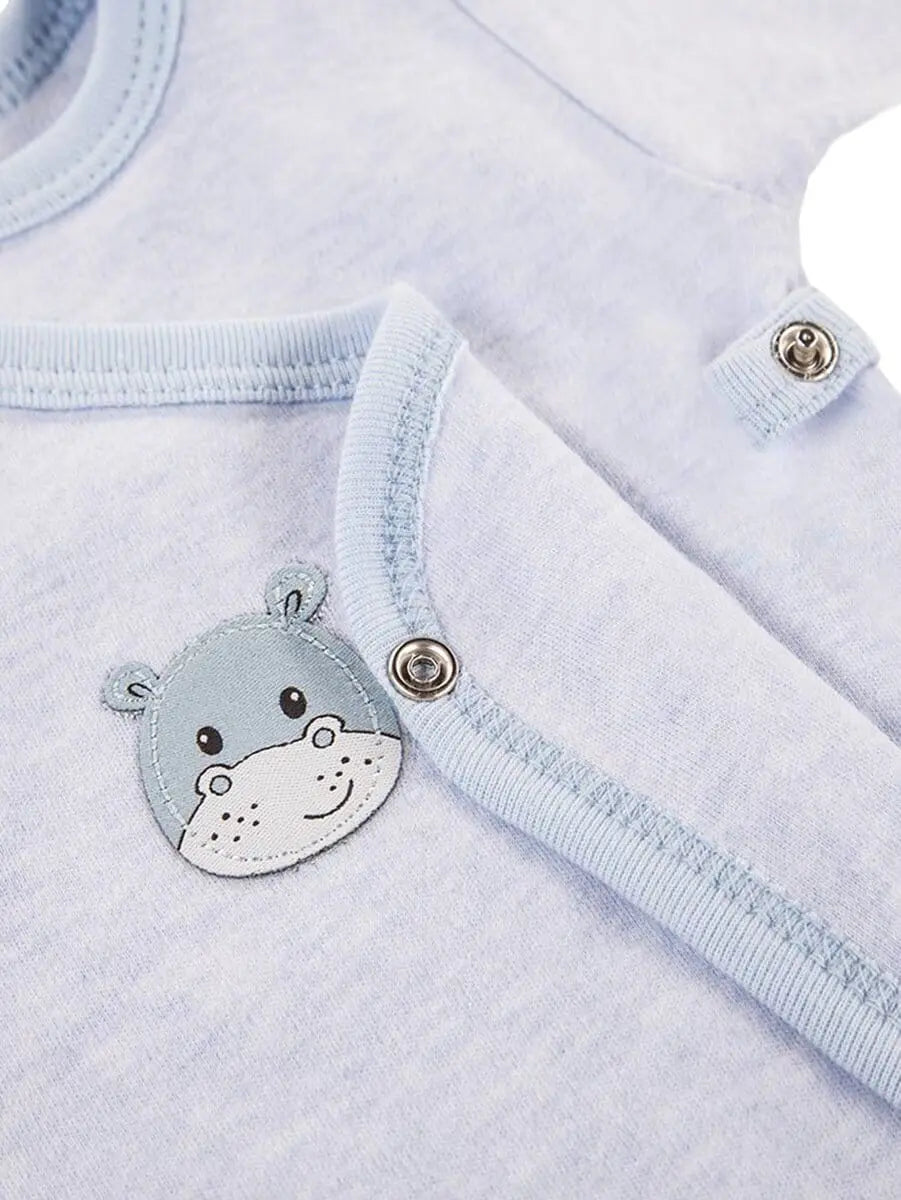 Early Baby Long Sleeved Bodysuit, Cute Hippo Design - Blue Bodysuit / Vest EEVI