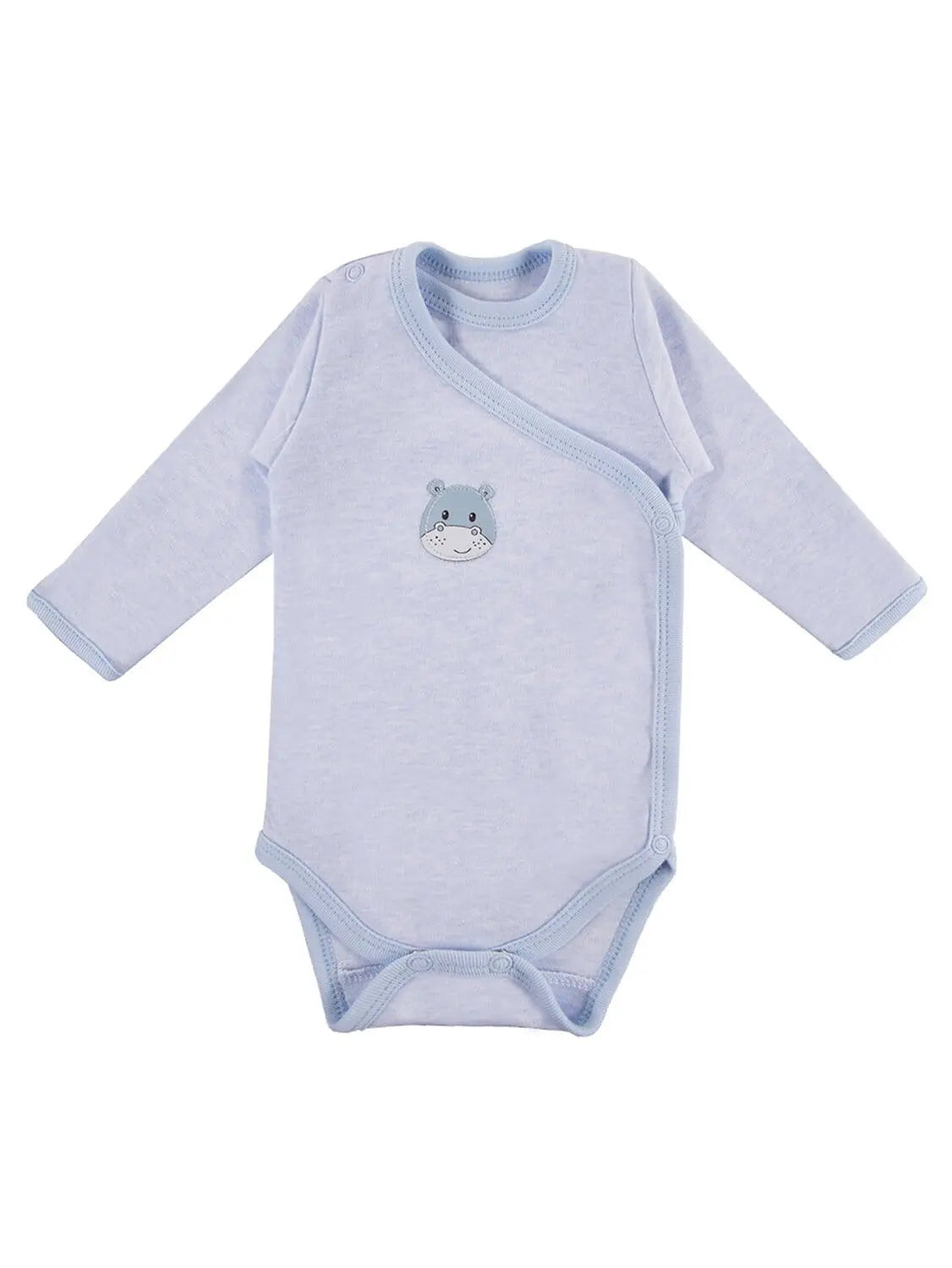Early Baby Long Sleeved Bodysuit, Cute Hippo Design - Blue Bodysuit / Vest EEVI