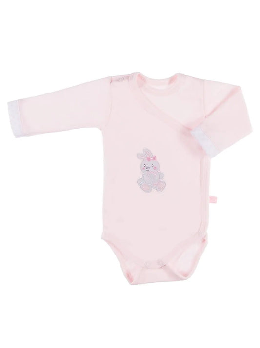 Early Baby Bodysuit, Embroidered Bunny Rabbit Design - Pink Bodysuit / Vest EEVI