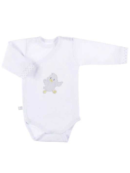 Early Baby Bodysuit, Embroidered Little Chick Design - White Bodysuit / Vest EEVI
