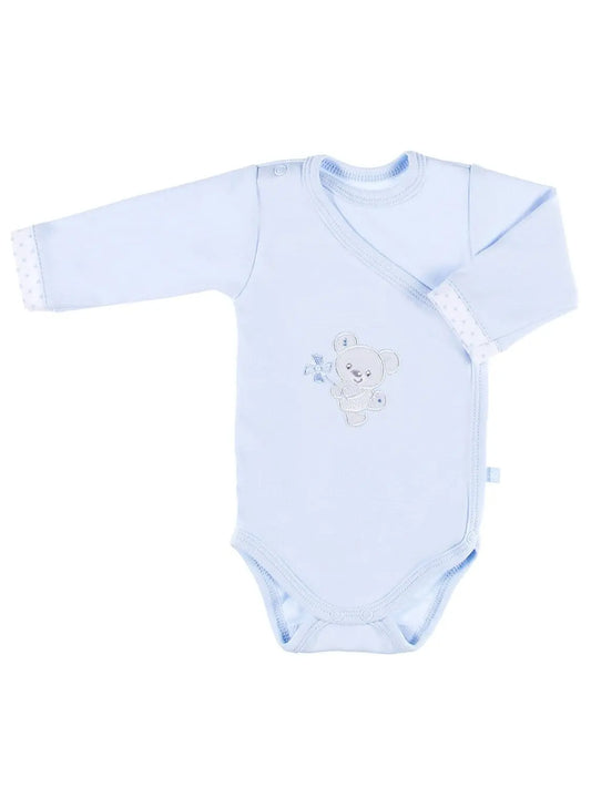 Early Baby Bodysuit, Embroidered Bear Design - Blue Bodysuit / Vest EEVI