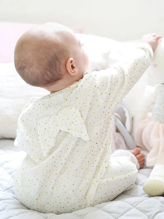 Angel Wings Gold Star White Babygrow by Albetta Sleepsuit / Babygrow Albetta UK
