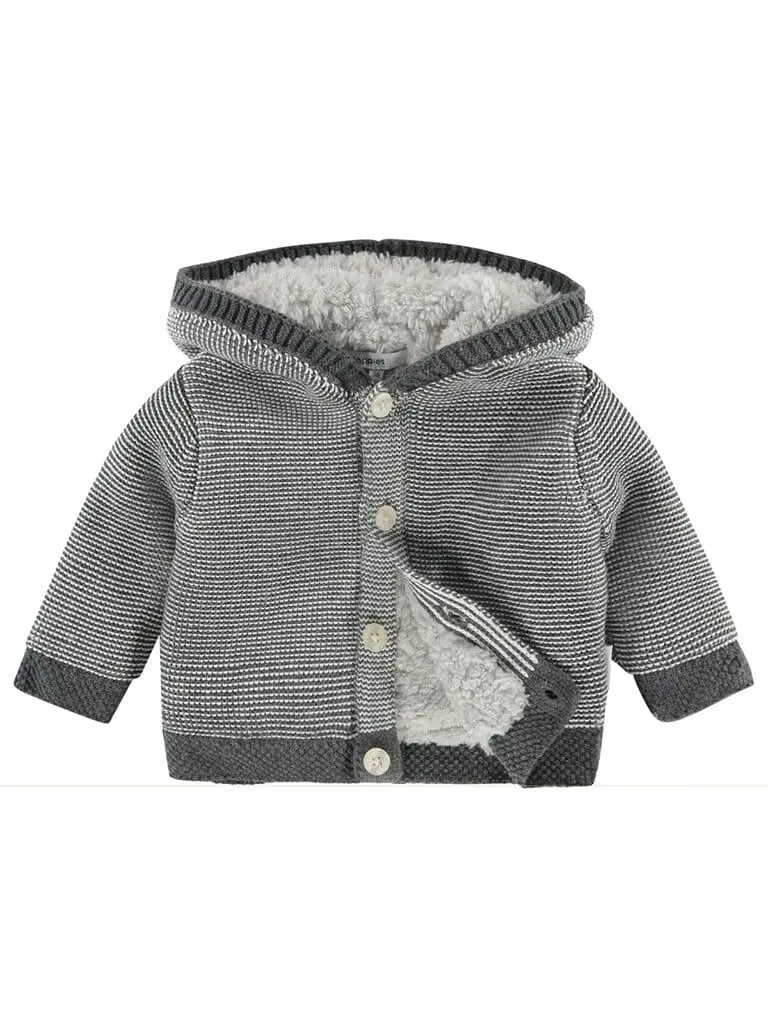 Charcoal Knitted Fluffy Lined Cardigan/Coat - Organic Cotton Cardigan / Jacket Noppies
