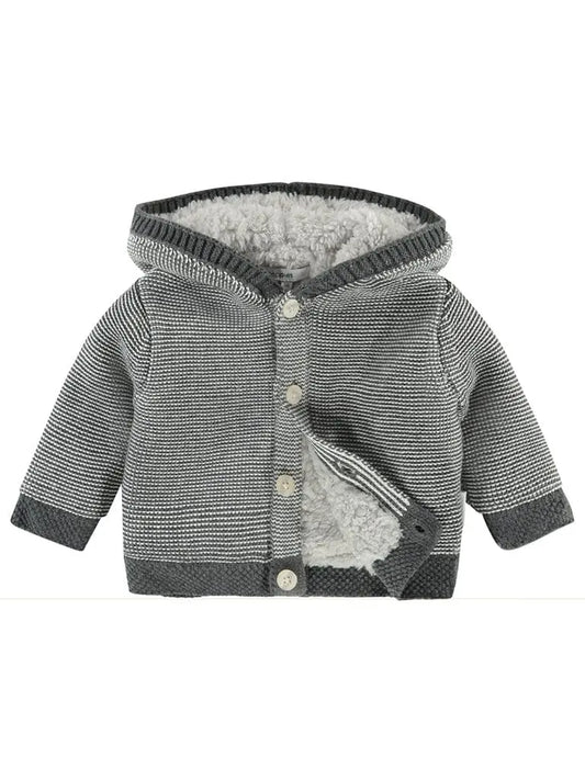 Charcoal Knitted Fluffy Lined Cardigan/Coat - Organic Cotton Cardigan / Jacket Noppies