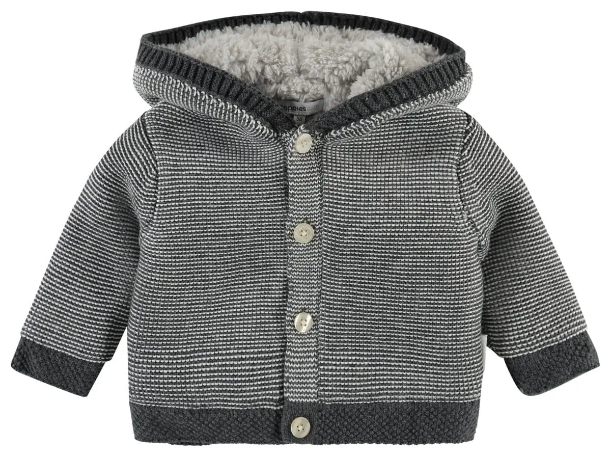 Charcoal Knitted Fluffy Lined Cardigan/Coat - Organic Cotton Cardigan / Jacket Noppies