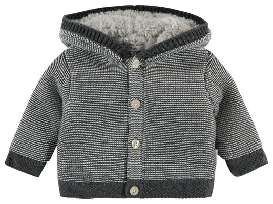 Charcoal Knitted Fluffy Lined Cardigan/Coat - Organic Cotton Cardigan / Jacket Noppies