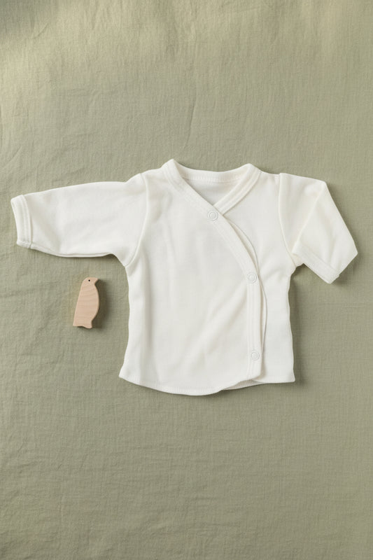 Cream wrap over top, Premium 100% Organic Cotton Top / T-shirt Tiny & Small
