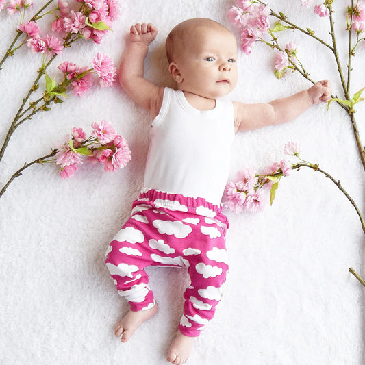 Pink Cloud Print Baby Leggings, Fred & Noah Trousers / Leggings Fred & Noah