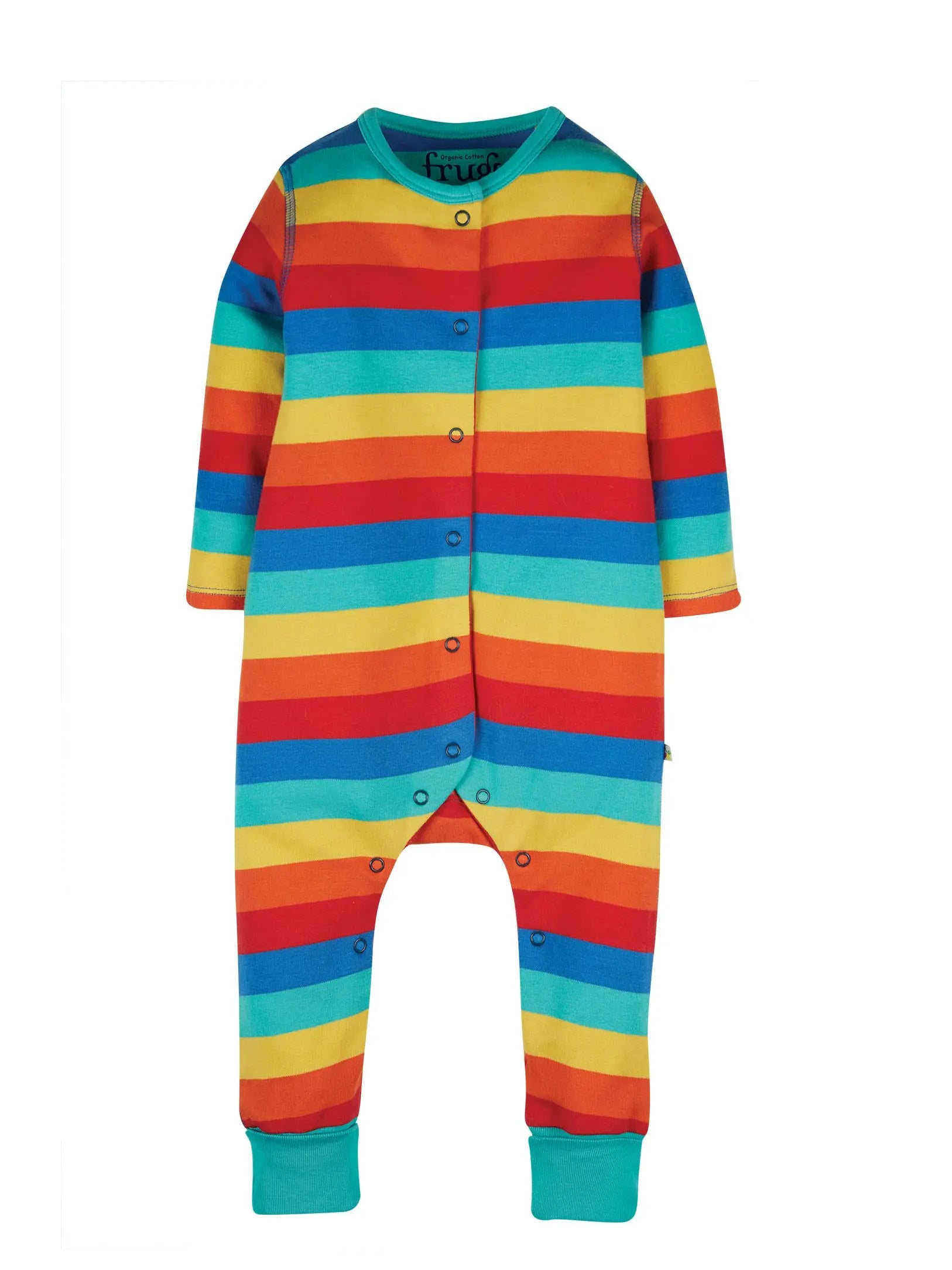 Frugi Organic Cotton Rainbow Stripe Babygrow