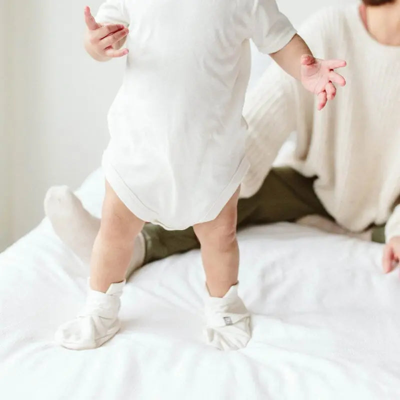 Newborn Stay-on Baby Boots, Grey Stripe Booties Goumikids