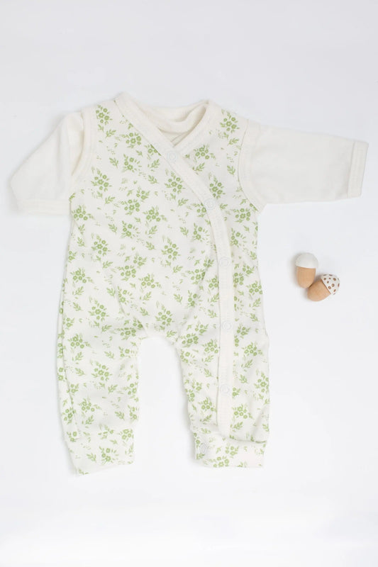 Dungaree & Top Set, Apple Floral, Premium 100% Organic Cotton Dungaree Tiny & Small