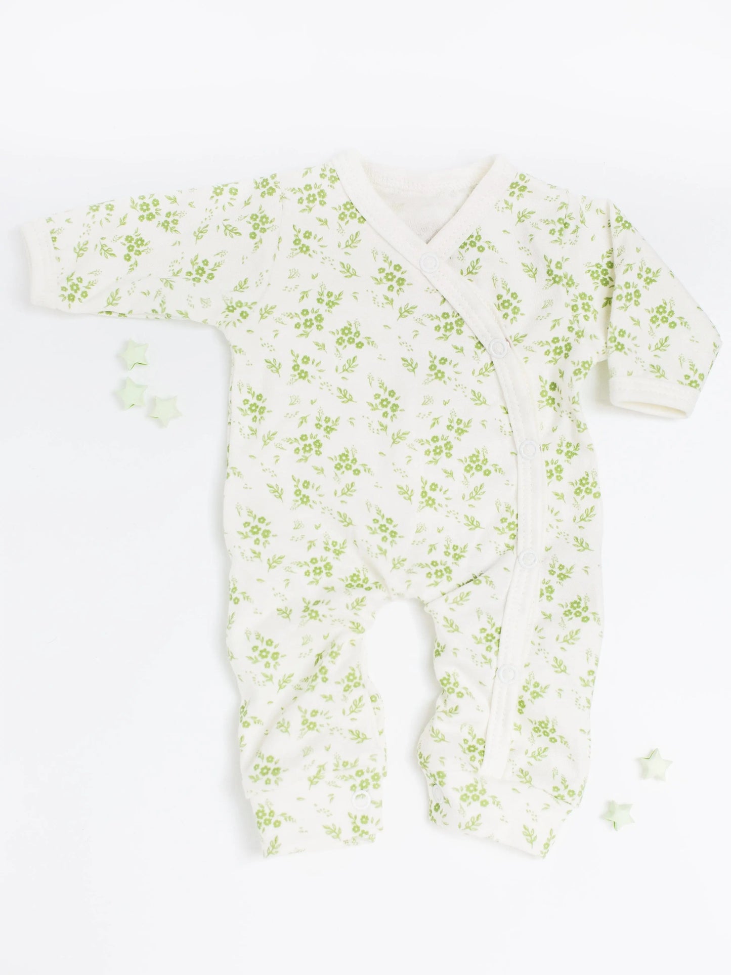 Preemie Girl Sleepsuit, Apple Floral, Premium 100% Organic Cotton Sleepsuit / Babygrow Tiny & Small