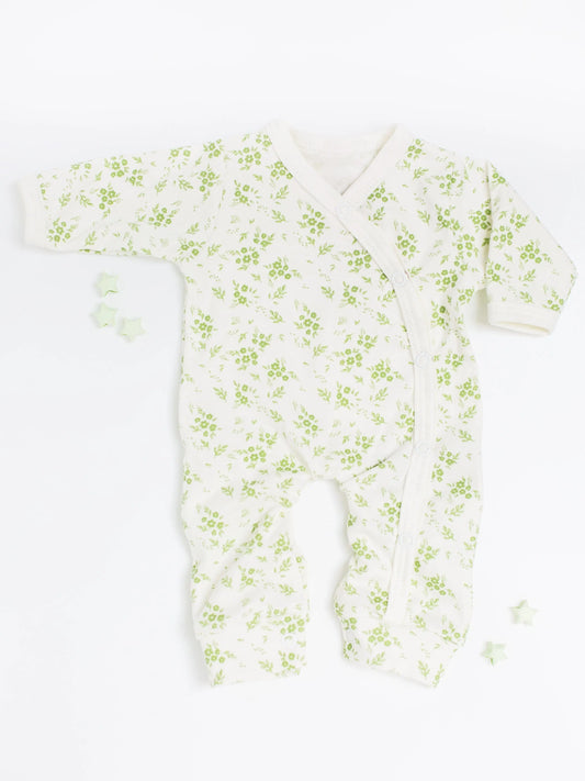 Preemie Girl Sleepsuit, Apple Floral, Premium 100% Organic Cotton Sleepsuit / Babygrow Tiny & Small