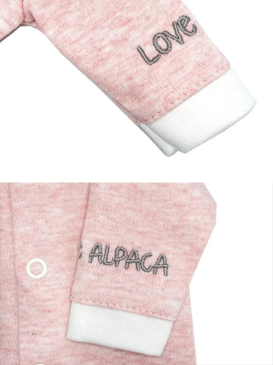 Early Baby Long Sleeved Top, "Love Alpaca" Embroidery - Pink Top / T-shirt EEVI