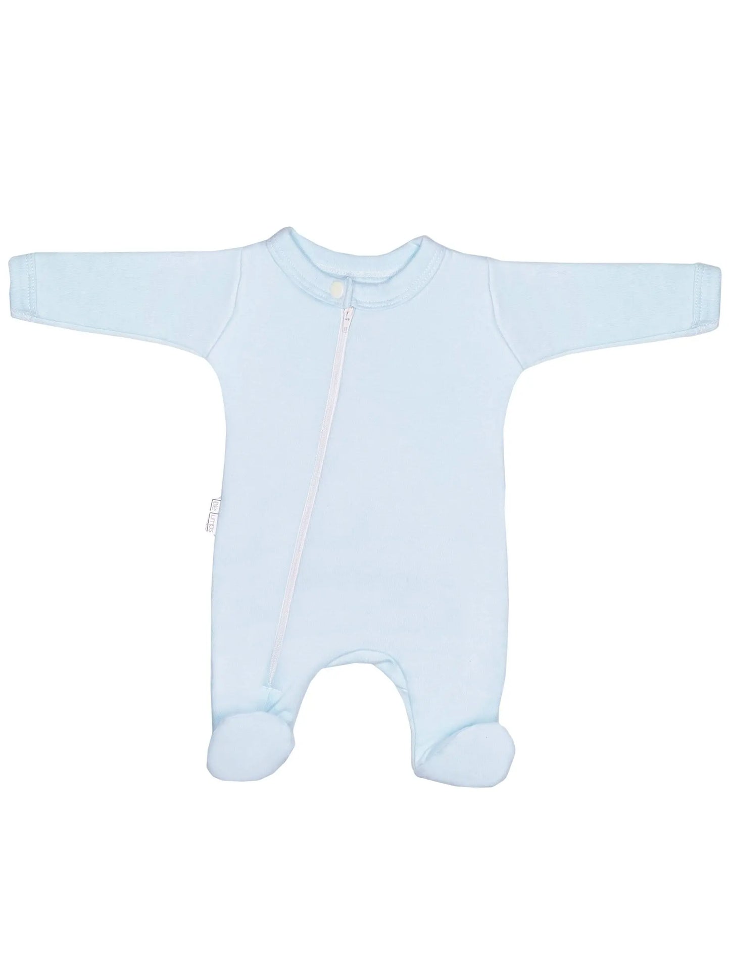 100% Cotton Footed Zip Up Sleepsuit - Blue Sleepsuit / Babygrow Little Lumps