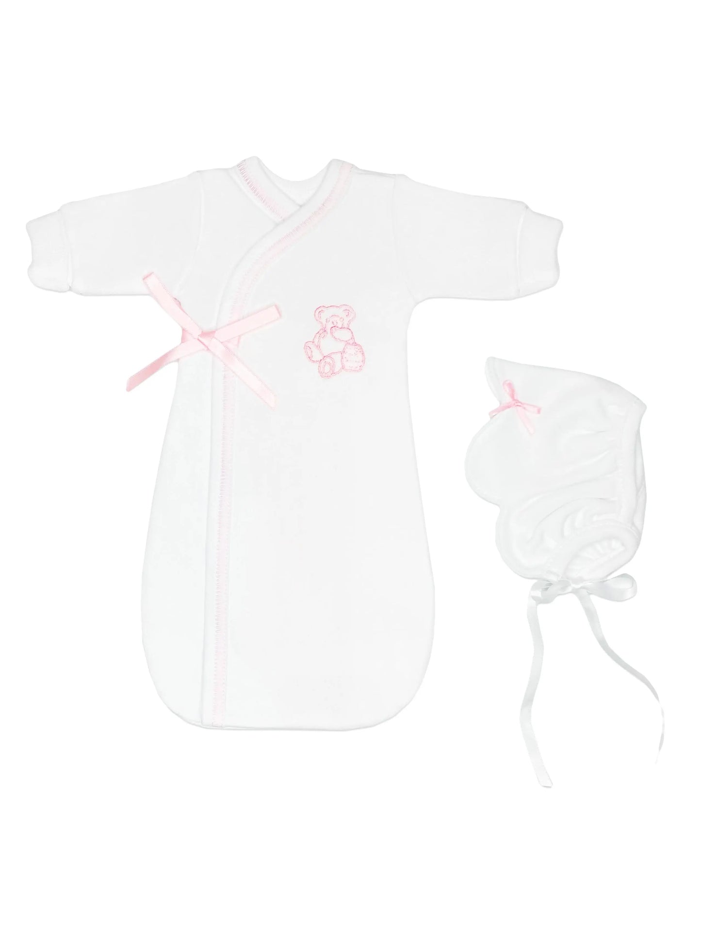 Neonatal Burial Gown, White & Pink Bereavement gown Itty Bitty Baby Clothing
