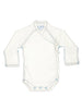 Organic Wrap-over Long Sleeve Vest - White with Blue Stitching (5-8lb) - Bodysuit / Vest - Under The Nile