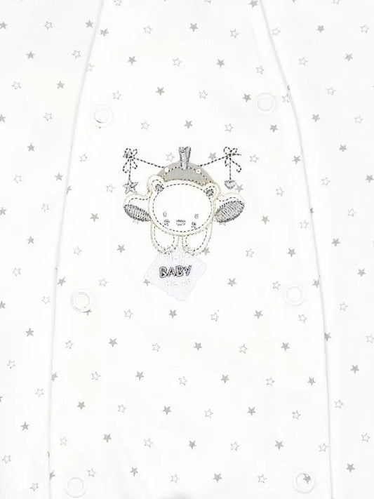 White Baby Bear Star Print Sleepsuit Sleepsuit / Babygrow Dandelion