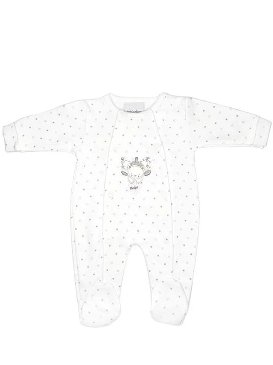 White Baby Bear Star Print Sleepsuit Sleepsuit / Babygrow Dandelion