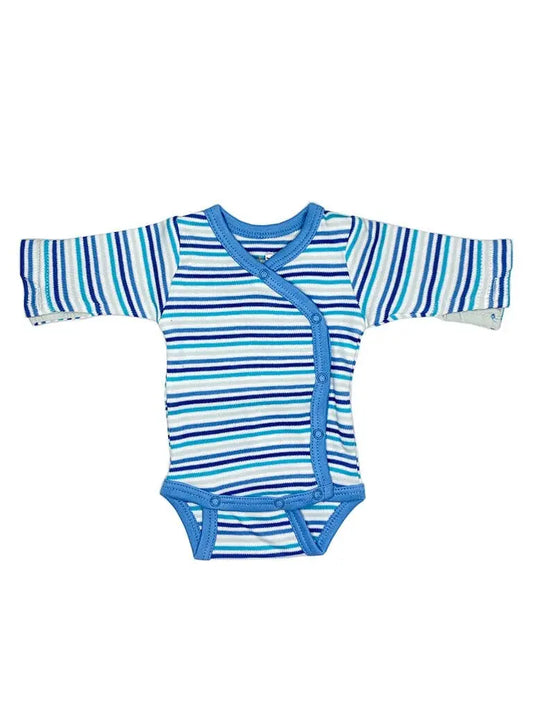 Organic Cotton Blue Bold Stripe Long Sleeve Vest Bodysuit / Vest Fixoni