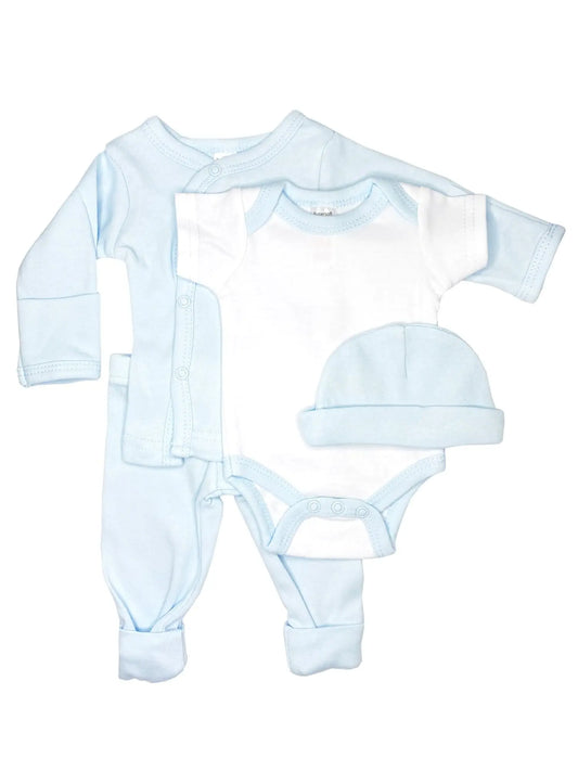 Classic Blue & White 4 piece set - Vest, Top, Trousers & Hat Outift Soft Touch