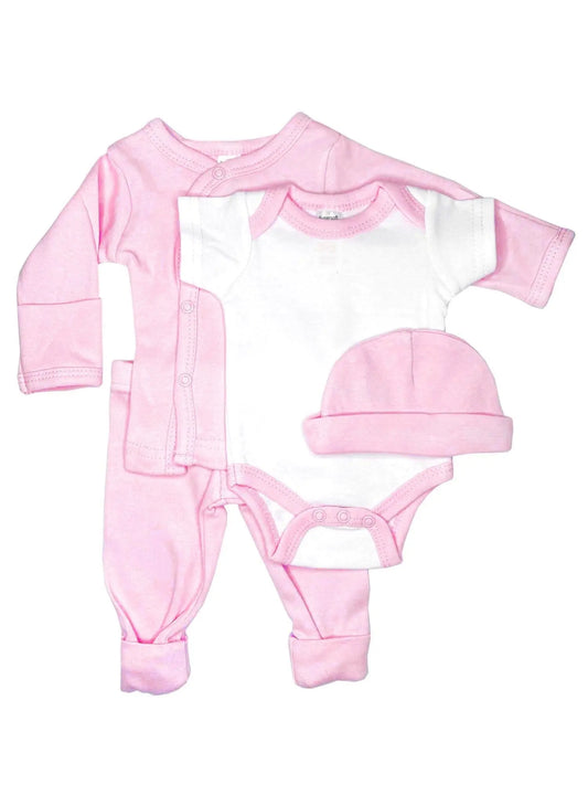 Classic Pink & White 4 piece set - Vest, Top, Trousers & Hat Set Soft Touch