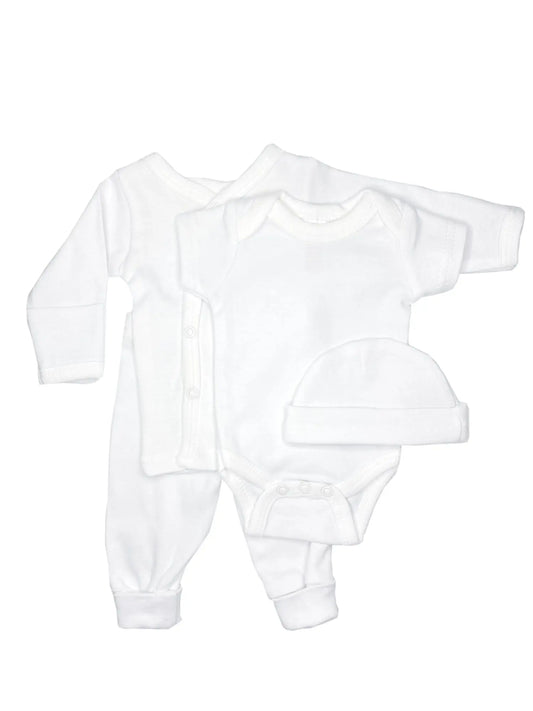 Classic White 4 piece set - Vest, Top, Trousers & Hat Outift Soft Touch